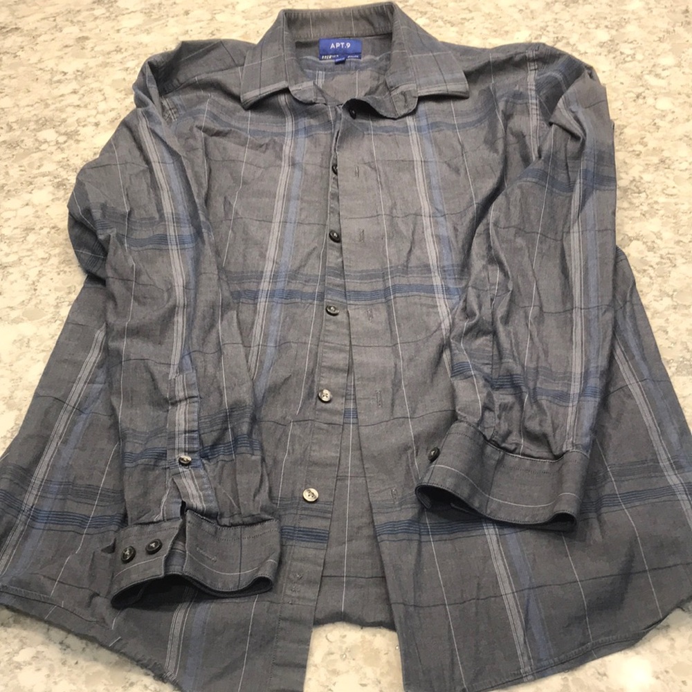 Grey and blue button down